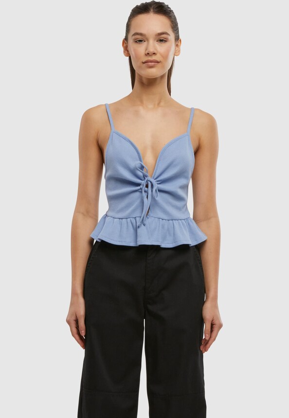 Ladies Waffle Pique Ruffle Top-2