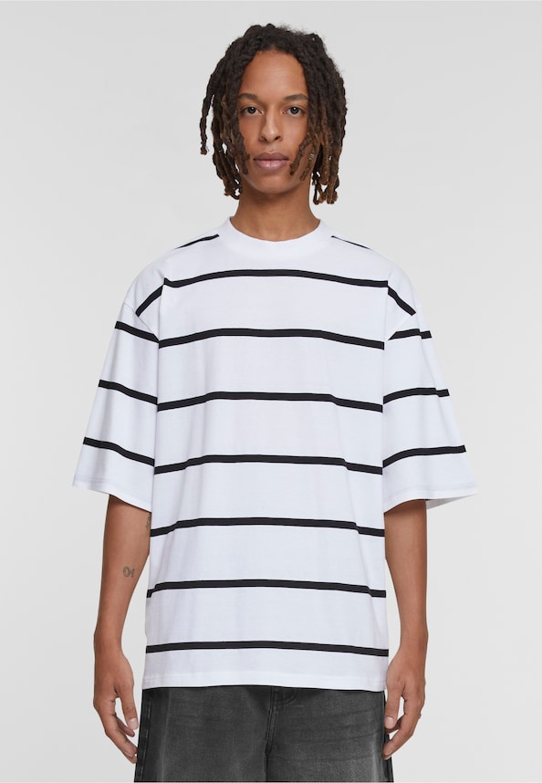 Oversized Sleeve Modern Stripe Tee-0