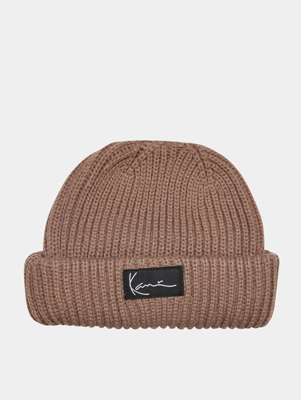 KA223-008-13 Signature Fisherman Beanie dark taupe-0