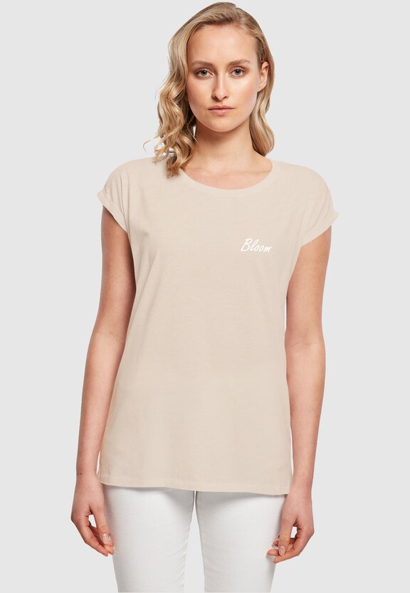 Ladies Flowers Bloom Extended Shoulder Tee-0