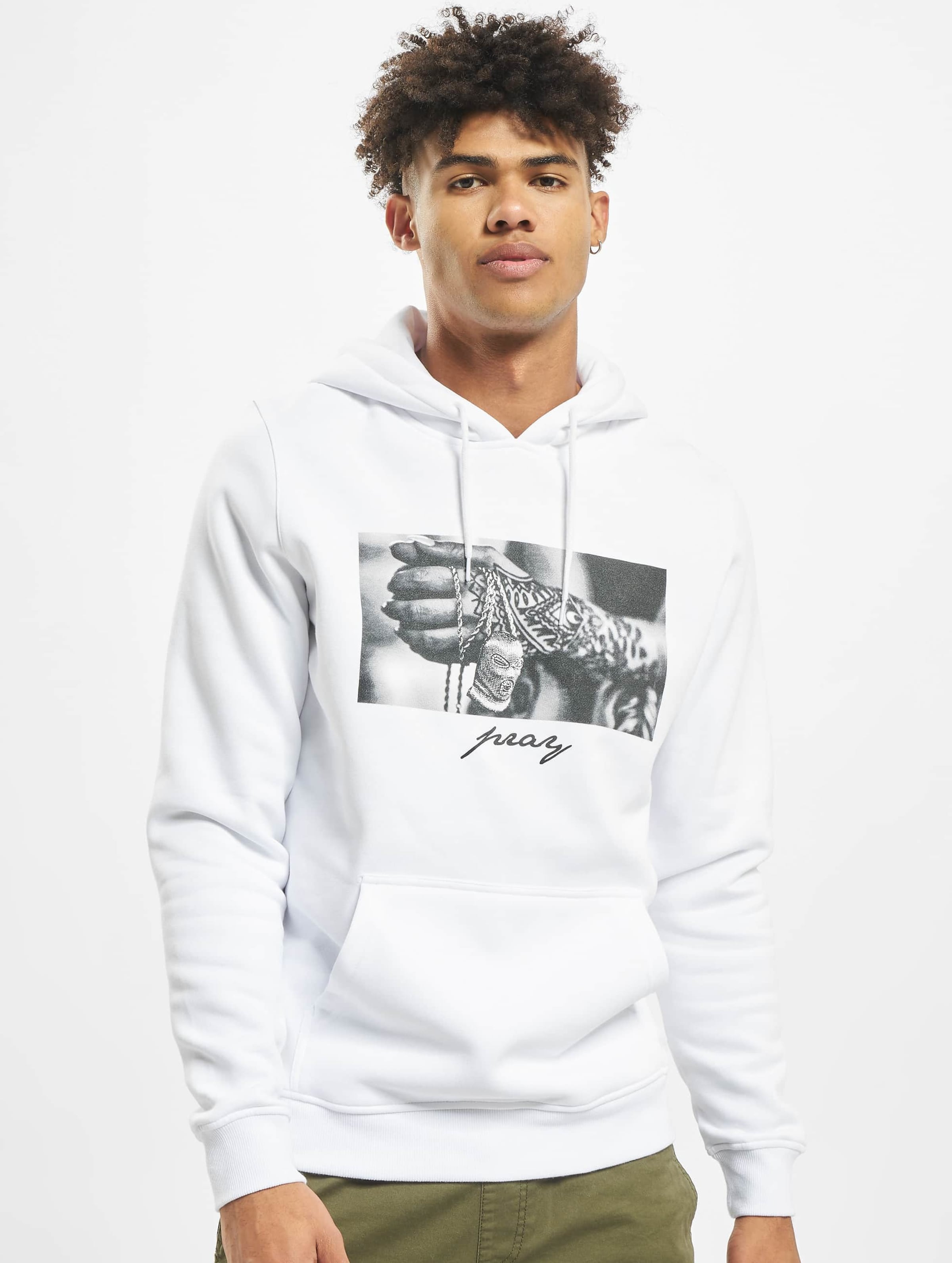 Mister Tee Pray 2.0 Hoody Mannen op kleur wit, Maat 5XL