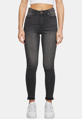 Ladies Skinny High Waist Open Hem Jeans