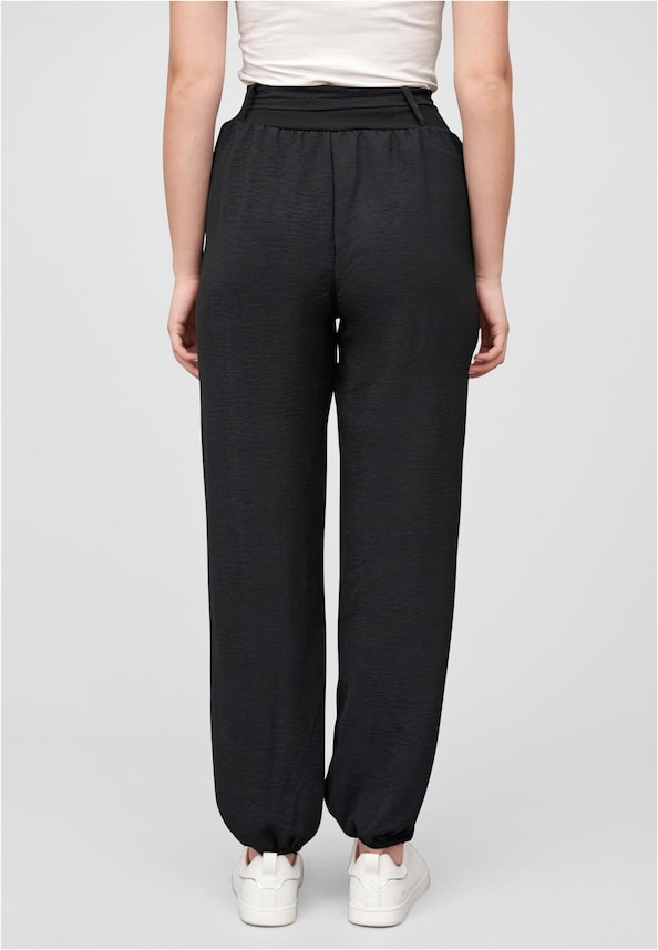 Cloud5ive Damen Sommer Hose Knopfleiste und Bindegürtel 2-Pockets-1