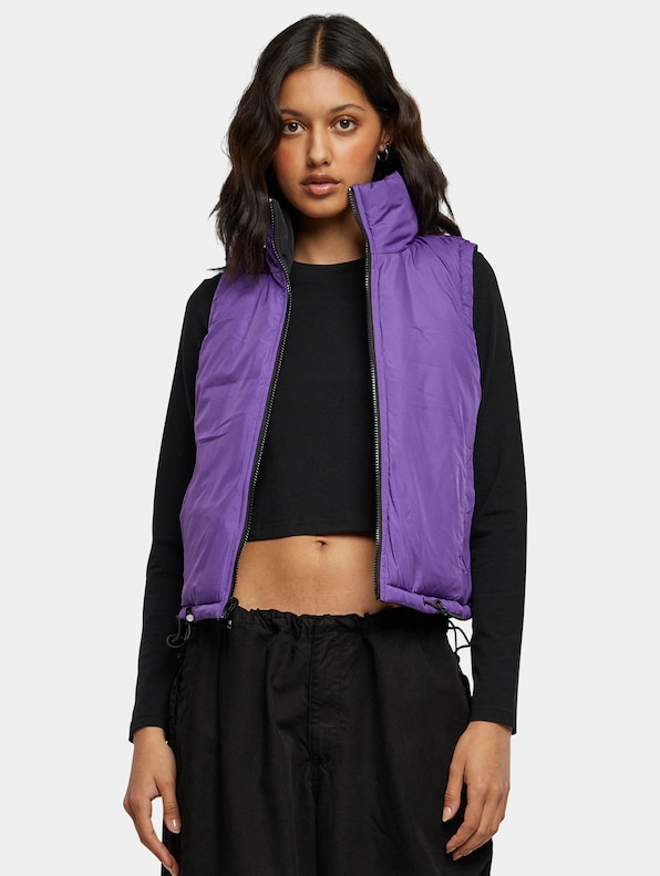 Ladies Reversible Cropped Puffer Vest-2