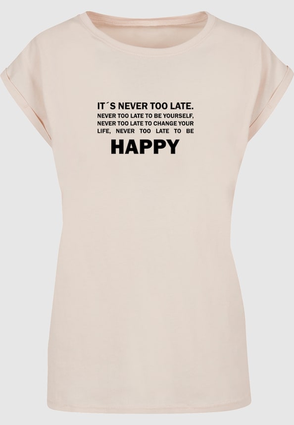 Ladies Never Too Late Extended Shoulder Tee-4