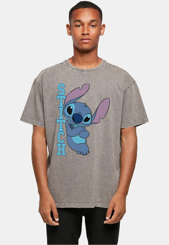 Lilo And Stitch - Posing Acid Washed Oversized Tee-0