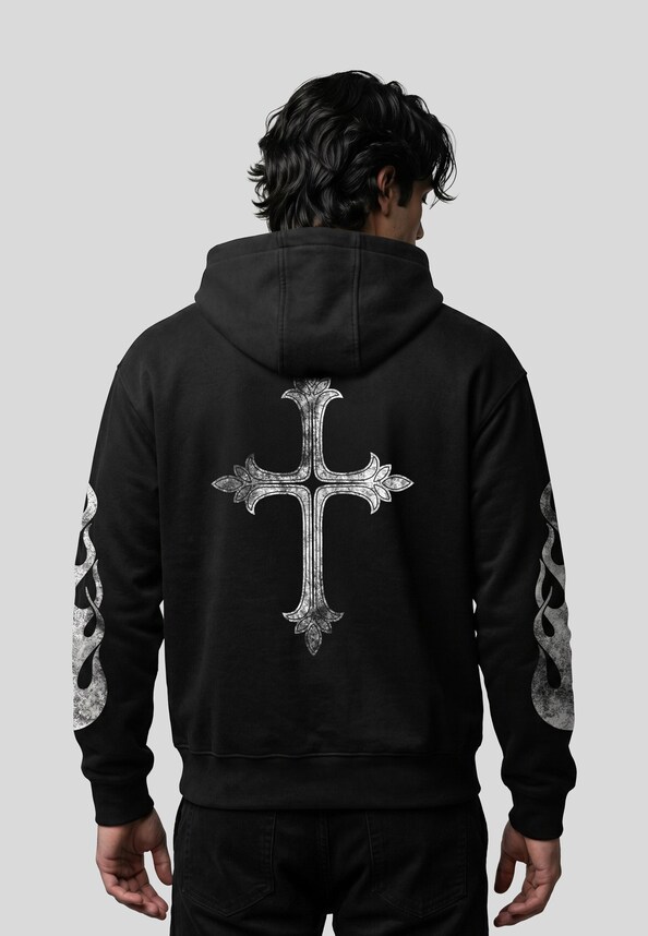 Vintage Cross Loose Fit Hoody-1