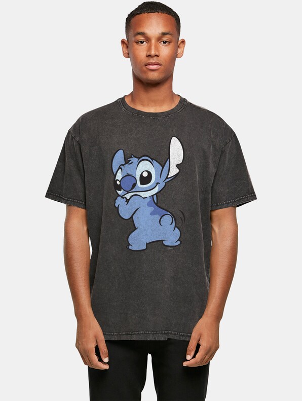 Lilo And Stitch - Stitch Backside Breast Acid Washed Oversize-0