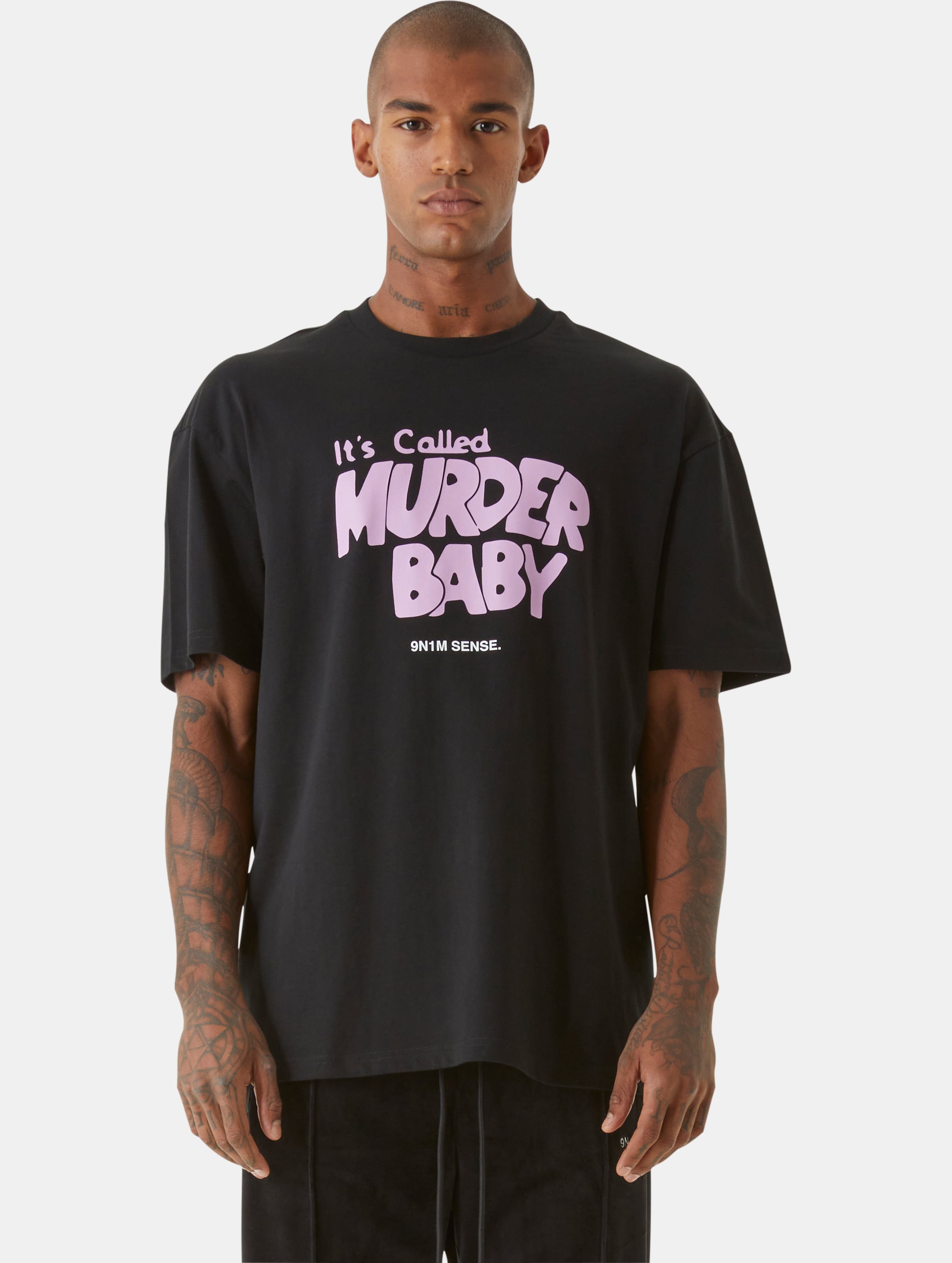 9N1M SENSE Sense Murder T-Shirts Männer,Unisex op kleur zwart, Maat S