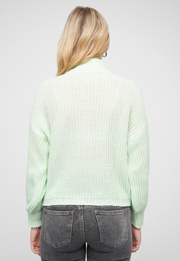 Pullover mit Stehrollkragen und V-Ausschnitt-1