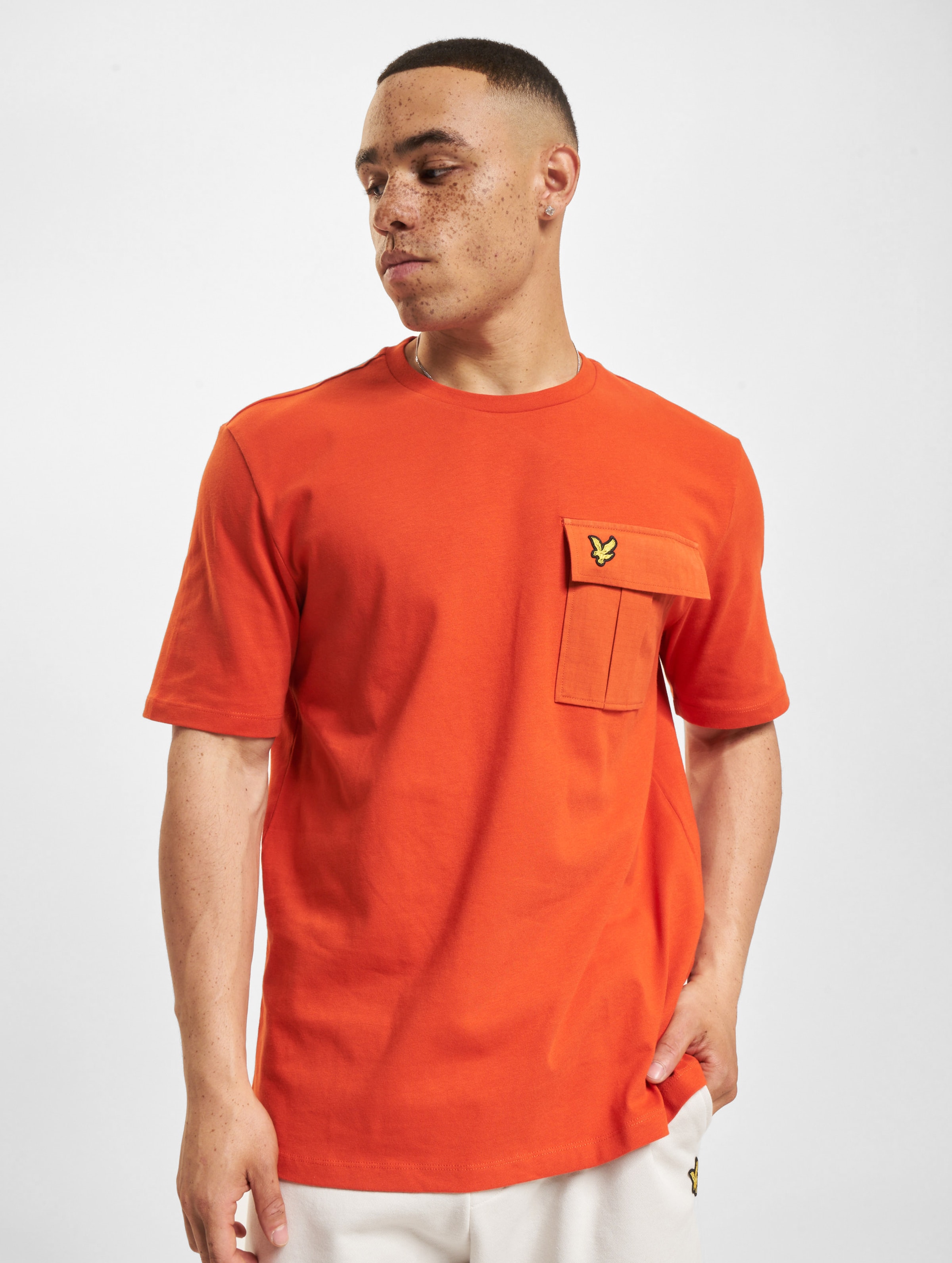 Lyle & Scott Cotton Ripstop Pocket T-Shirt Männer,Unisex op kleur oranje, Maat S