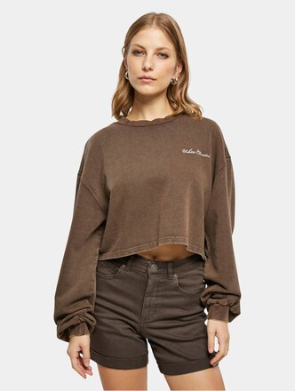 Ladies Cropped Small Embroidery Terry Crewneck