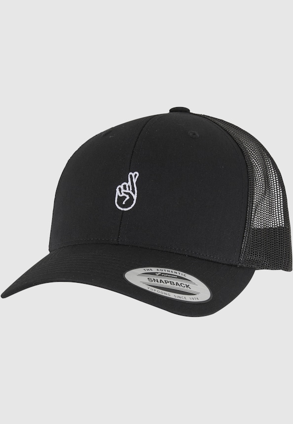 Crossed Fingers Handsign Retro Trucker Cap-2