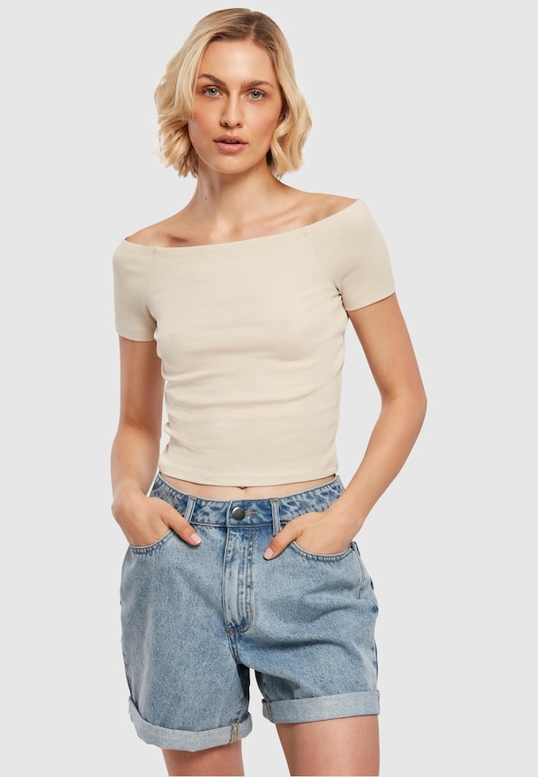 Ladies Off Shoulder Rib-0