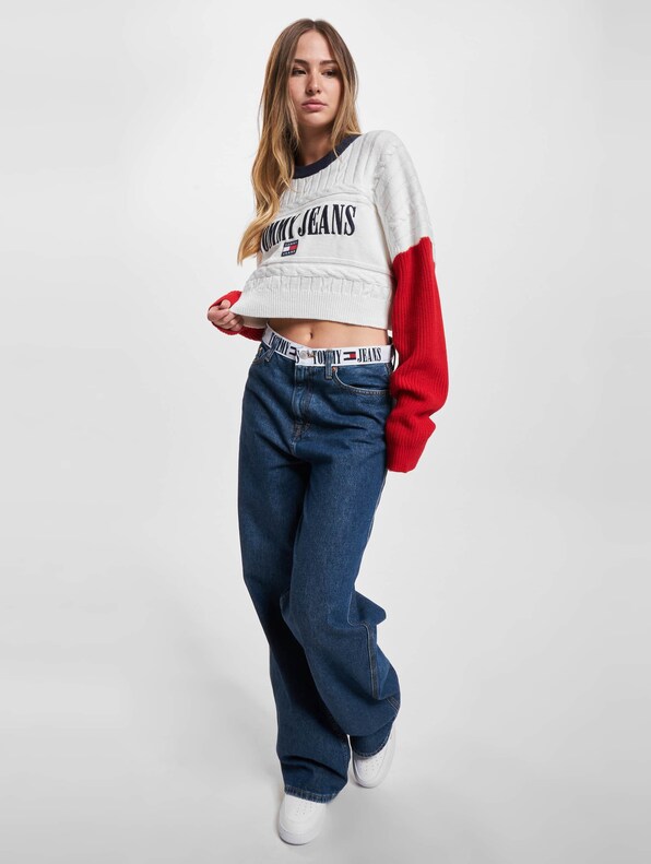 Sweaters Tommy Jeans Tjw Rlxd Crop Archiv White/ Red