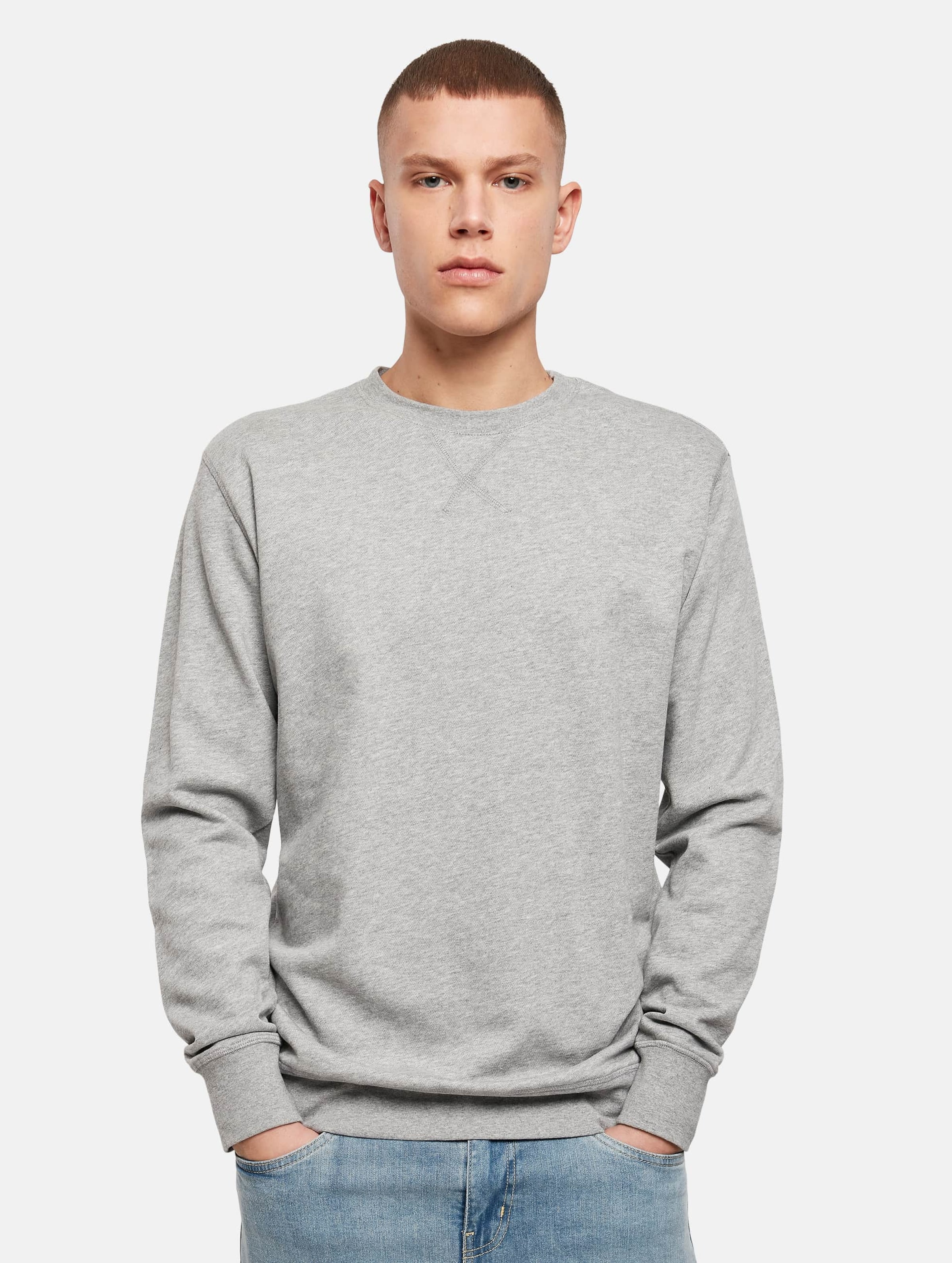 Build Your Brand Light Crew Sweatshirt Mannen op kleur grijs, Maat S