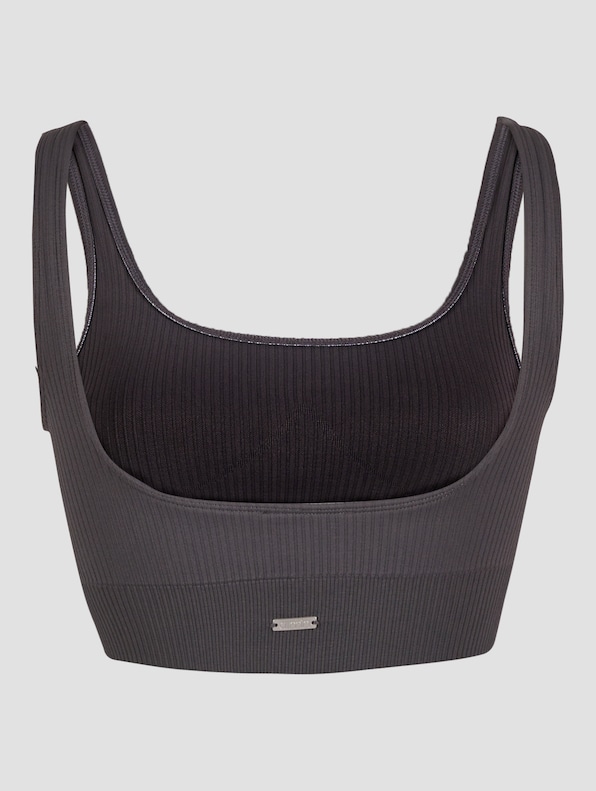 Shadow Grey Ribbed Seamless Bra-5