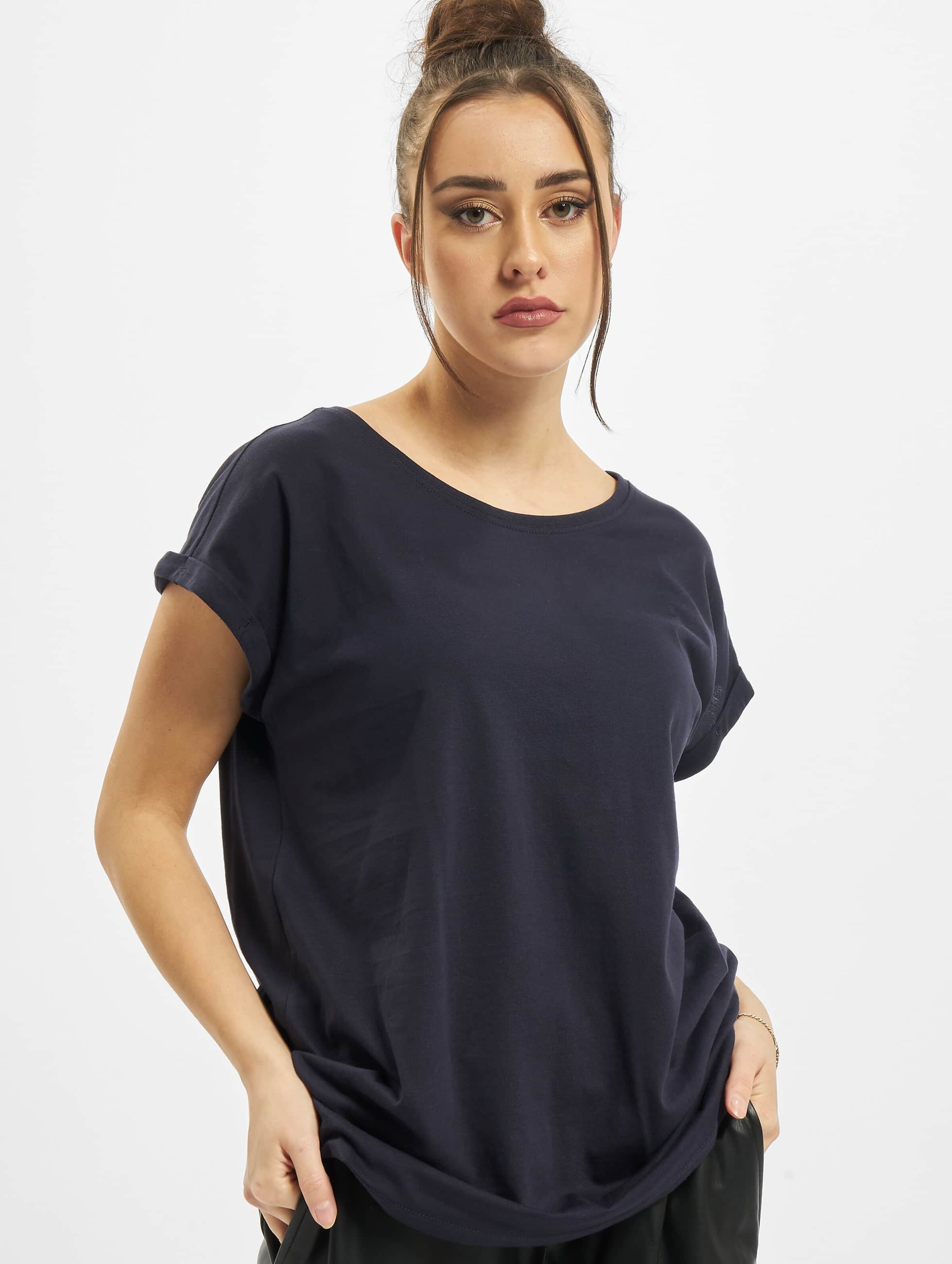 Urban Classics Ladies Organic Extended Shoulder Tee Vrouwen op kleur blauw, Maat S