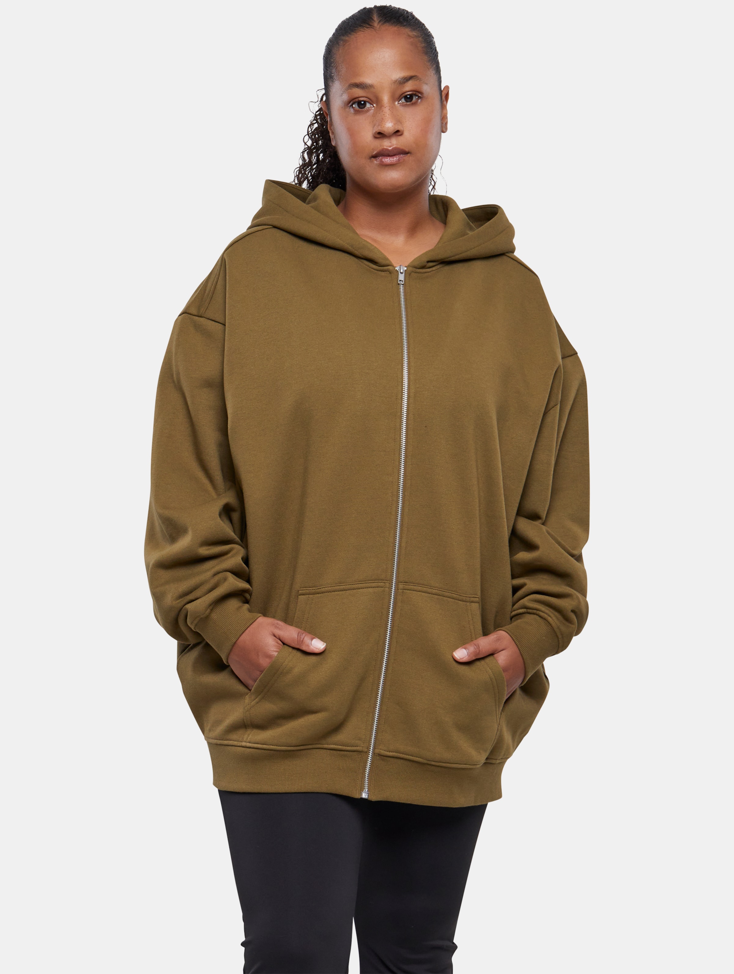 Urban Classics - Oversized Zip hoodie - XL - Olijfgroen