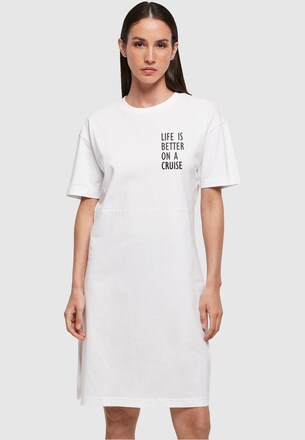 Ladies Life Is Better Oversized Slit Tee Dress