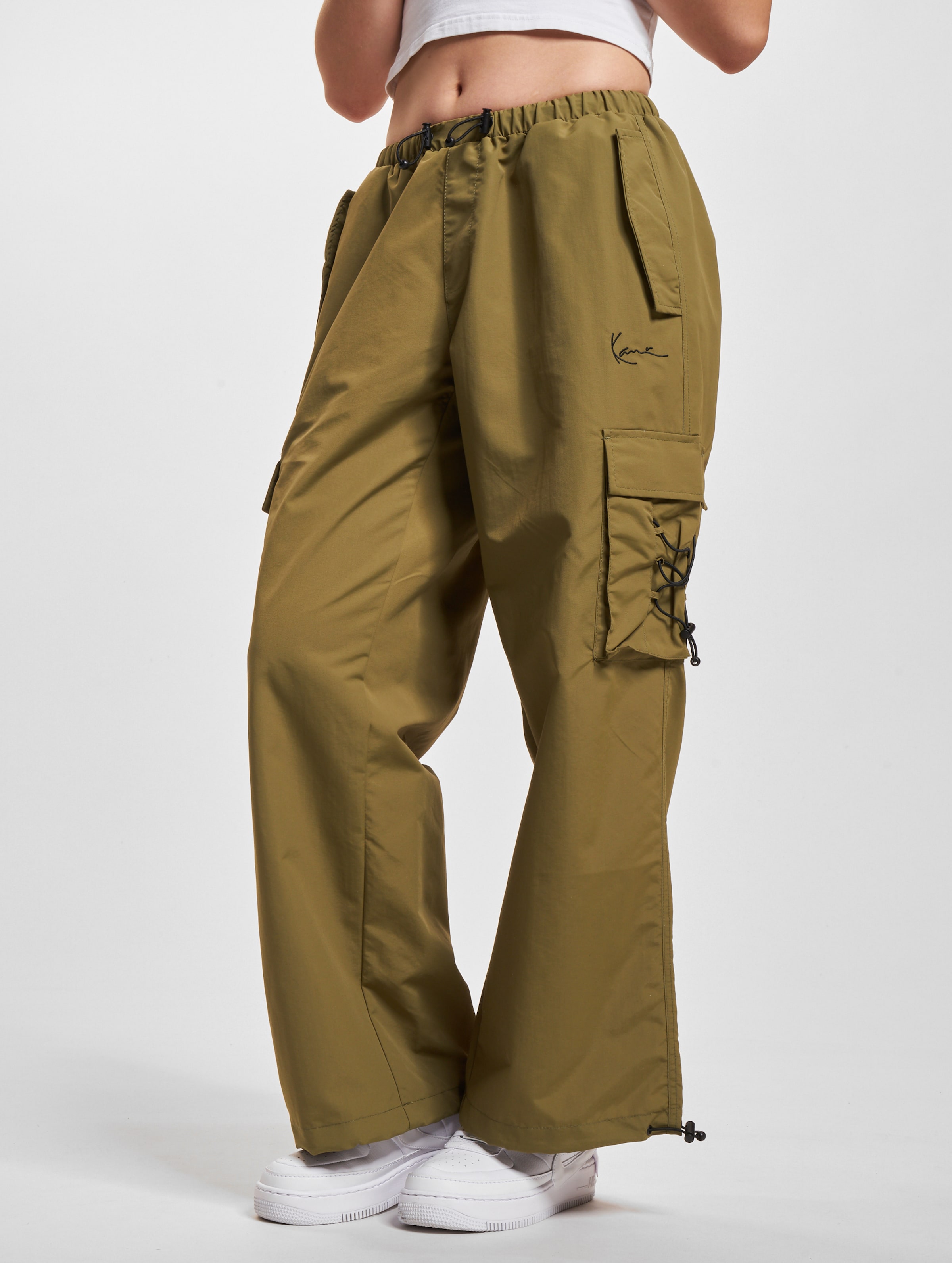 Karl Kani Small Signature Wide Parachute Pants Vrouwen op kleur olijf, Maat M