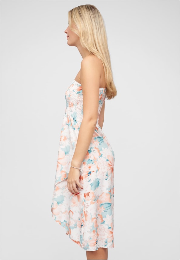 Bandeau Kleid in Wrap Look und AOP Blumen Print-2