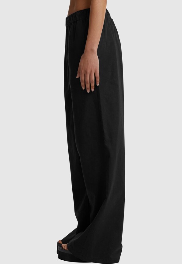 Ladies Linen Mixed Wide Pants-2