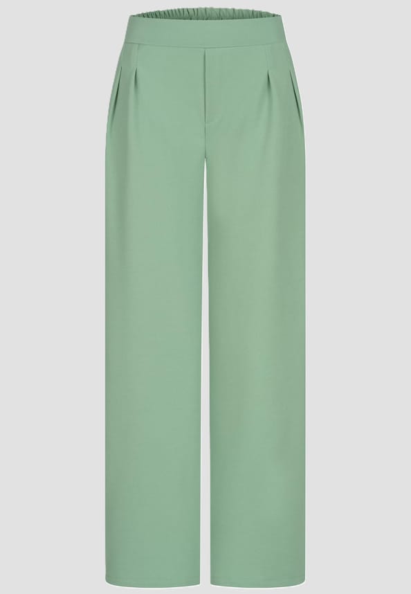 Cloud5ive Damen Stoffhose mit weitem Beinschnitt Gummibund mit Raffung-4