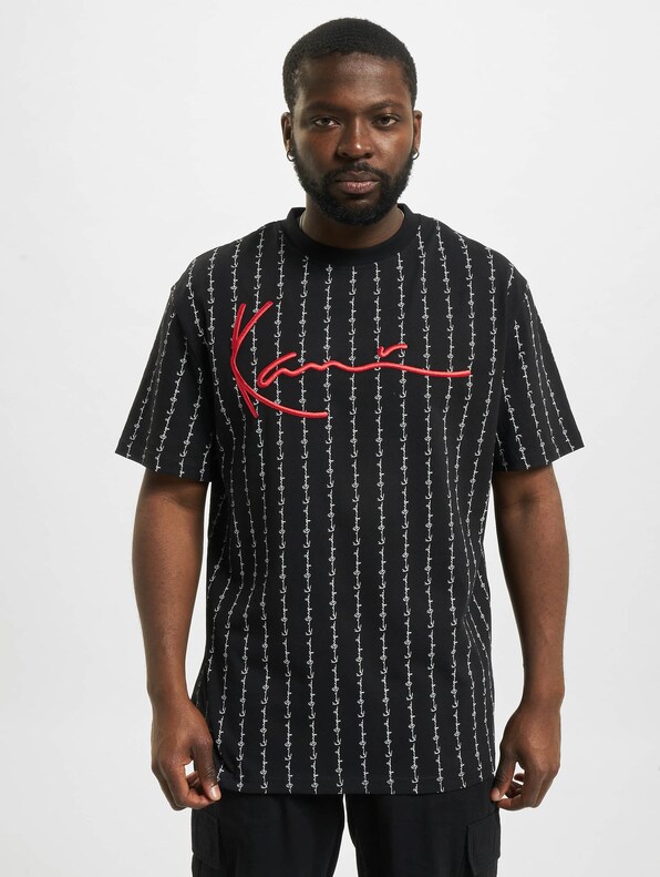 KKMQ12130BLK Signature Logo Pinstripe Tee-2