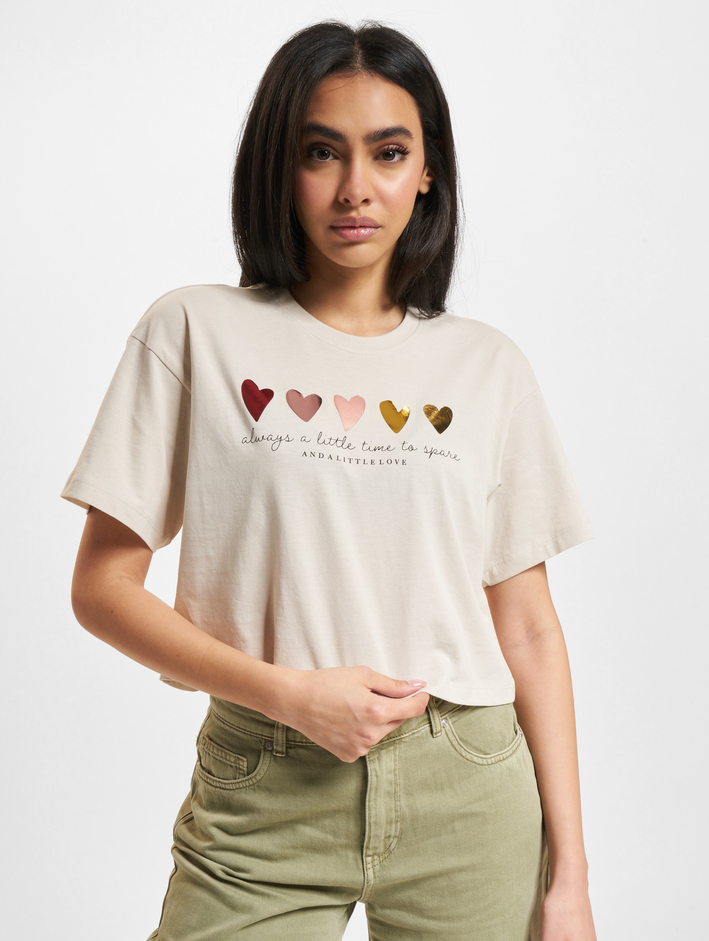 Only Henny Life Boxy Crop T-Shirts Frauen,Unisex op kleur beige, Maat XL