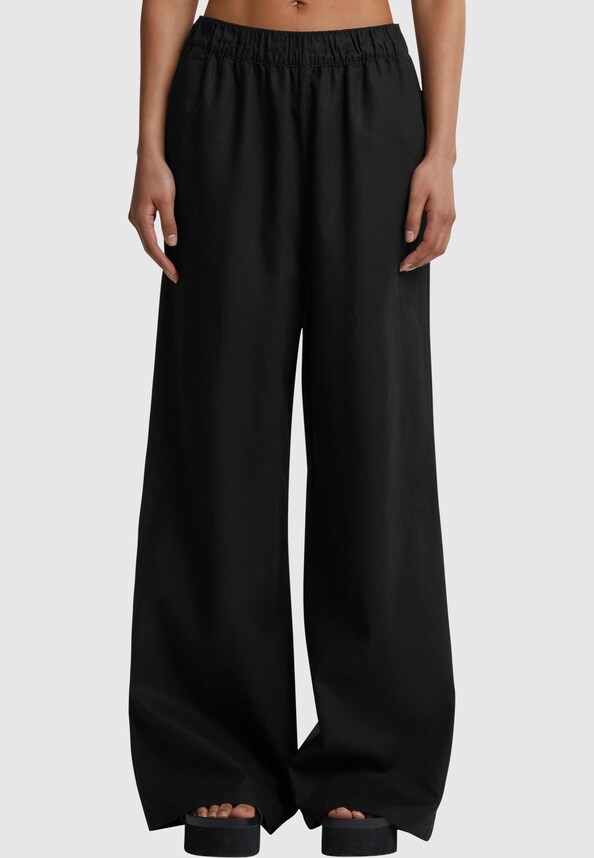 Ladies Linen Mixed Wide Pants-4