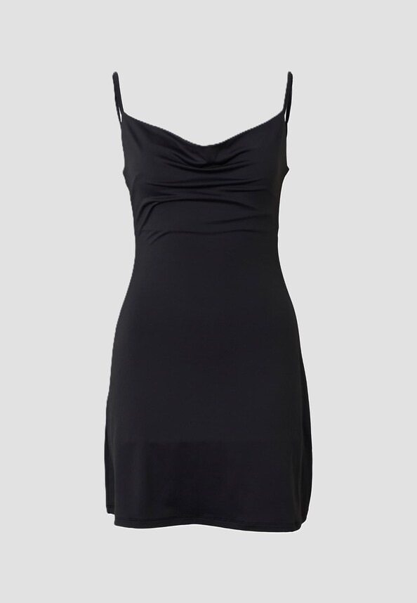 Ladies Mini Waterfall Neckline Dress-2