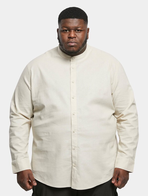 Cotton Linen Stand Up Collar -0