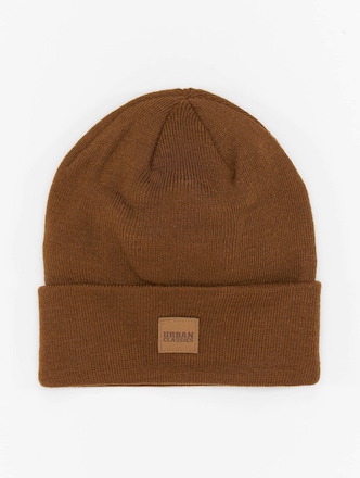 Synthetic Leatherpatch Long Beanie