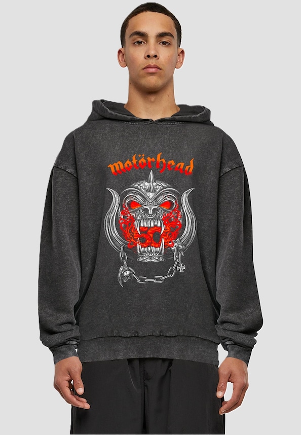 Motorhead - 50th Warpig Flames Acid Washed Oversized Hoody-0