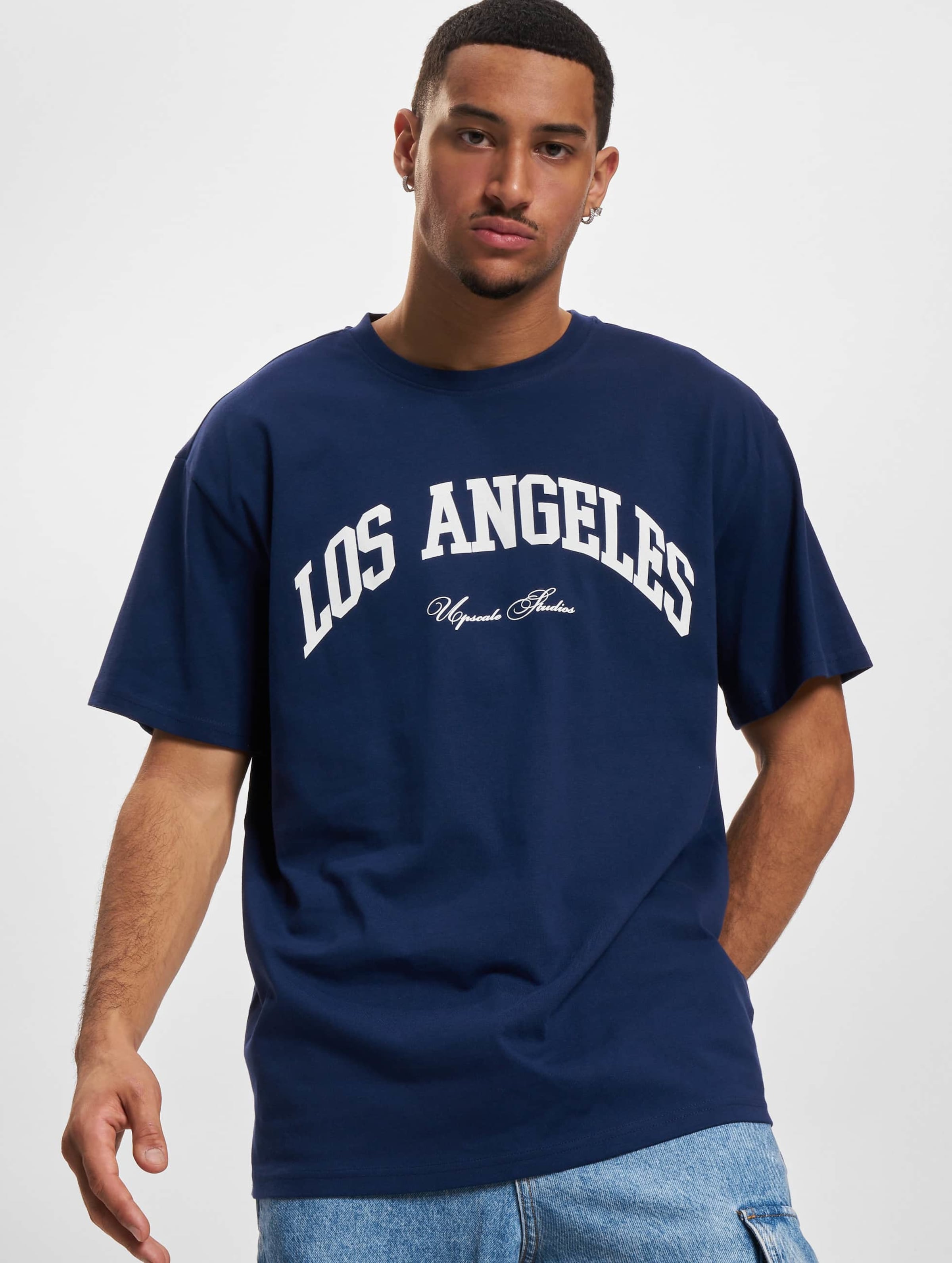 Mister Tee Upscale L.A. College Oversize T-Shirt Mannen op kleur blauw, Maat 4XL
