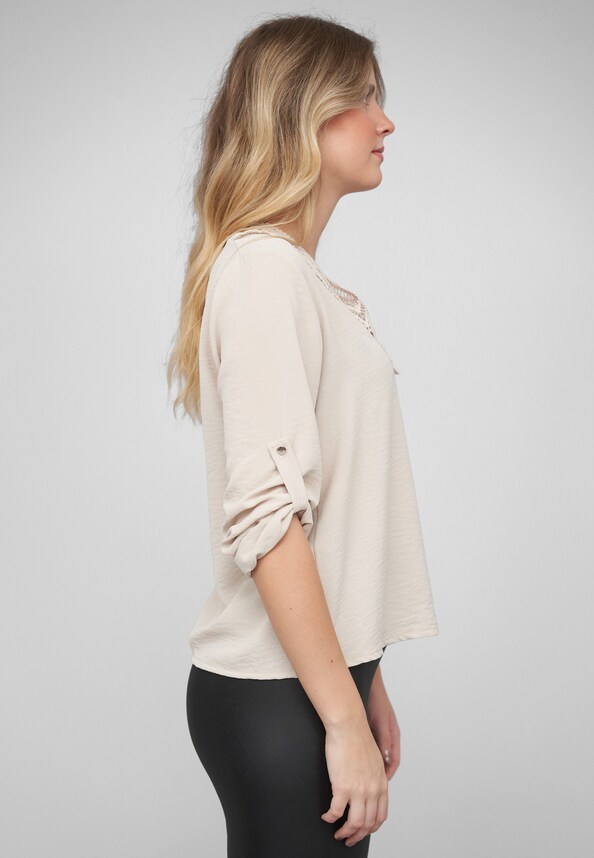 Blouse with turn-up sleeves-3