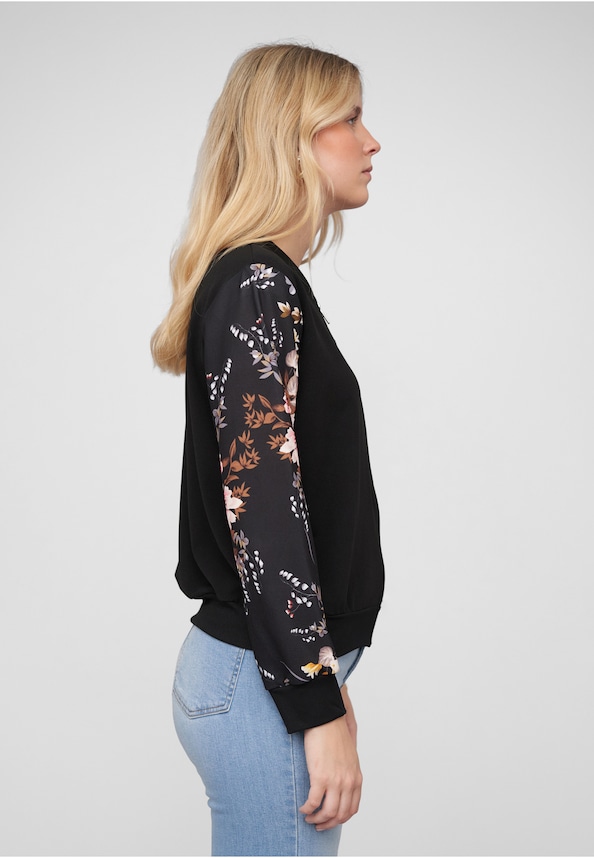 Blouson with Flower Print Sleeves-3