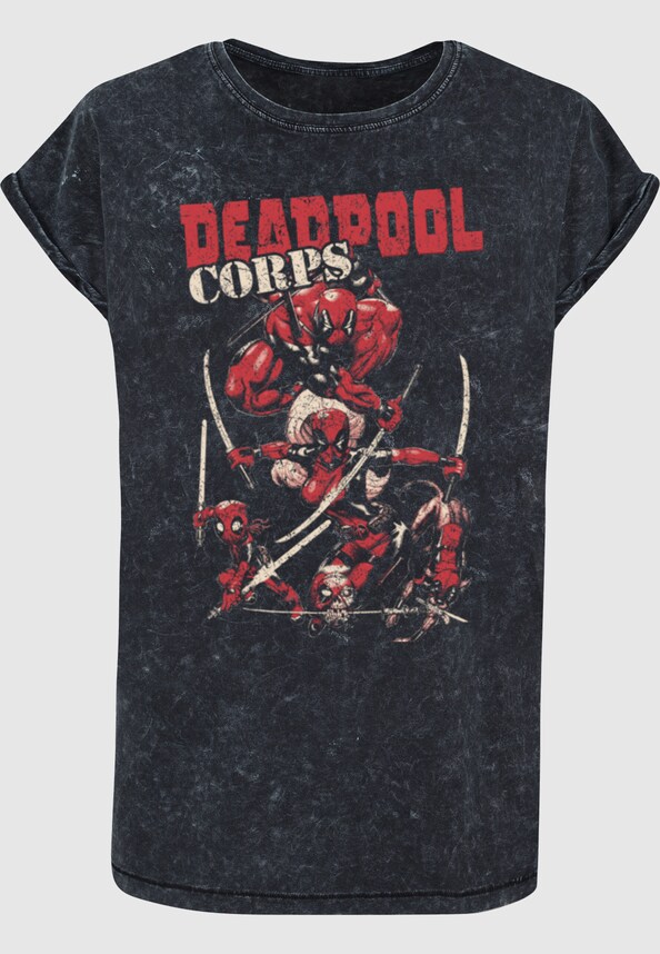 Ladies Deadpool - Family Corps Acid Washed T-Shirt-4