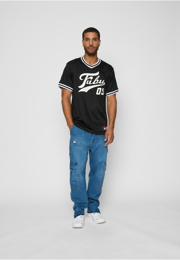 FBMQ12112BLK Fubu Varsity Mesh T-Shirt-2