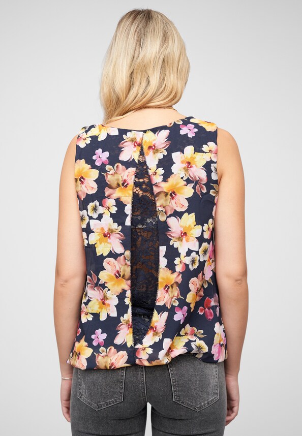 Chiffon Top mit Allover Spitze hinten & Floralem Print-1