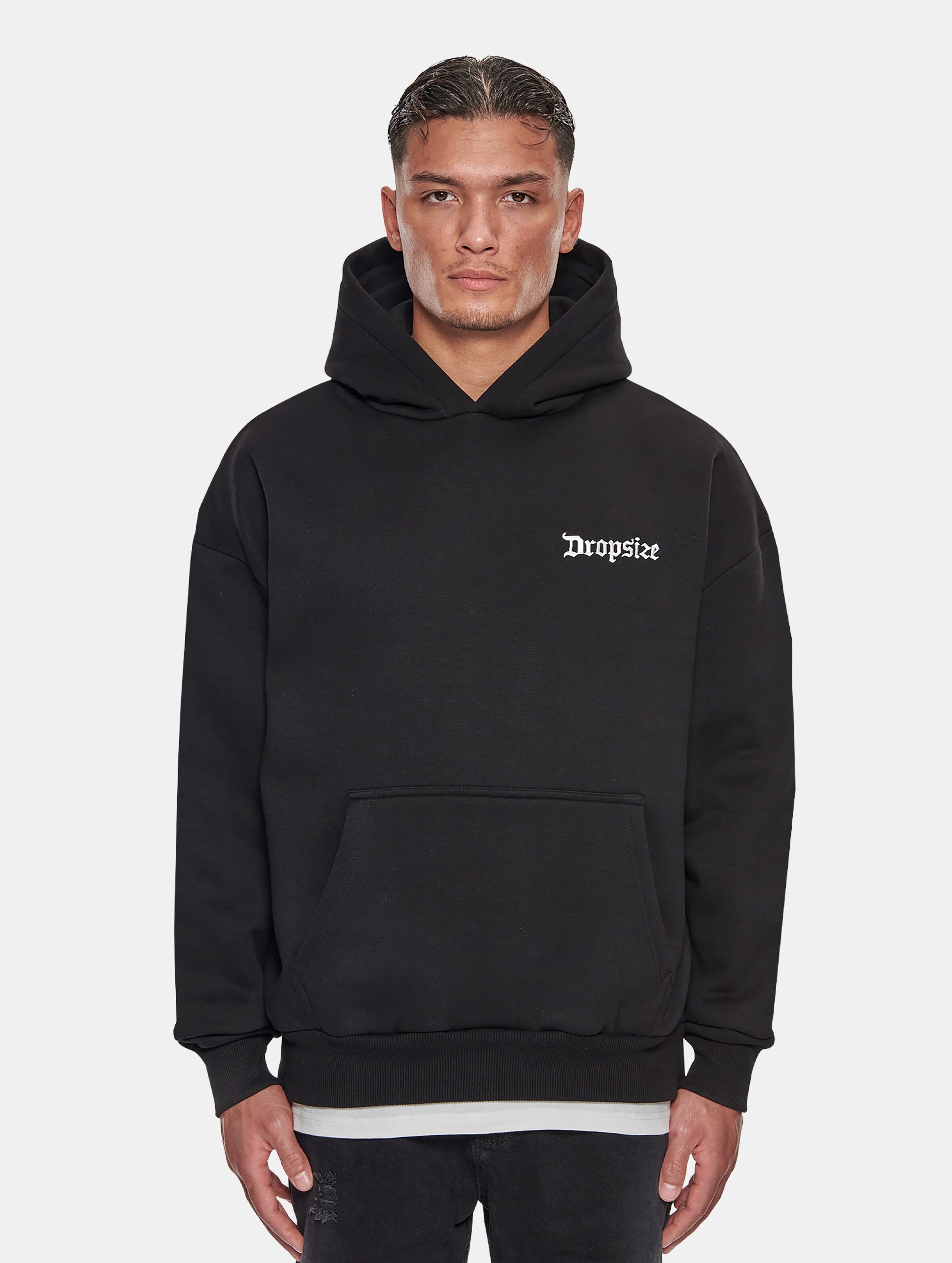 Dropsize Heavy Oversize Embo Hoodie op kleur zwart, Maat L