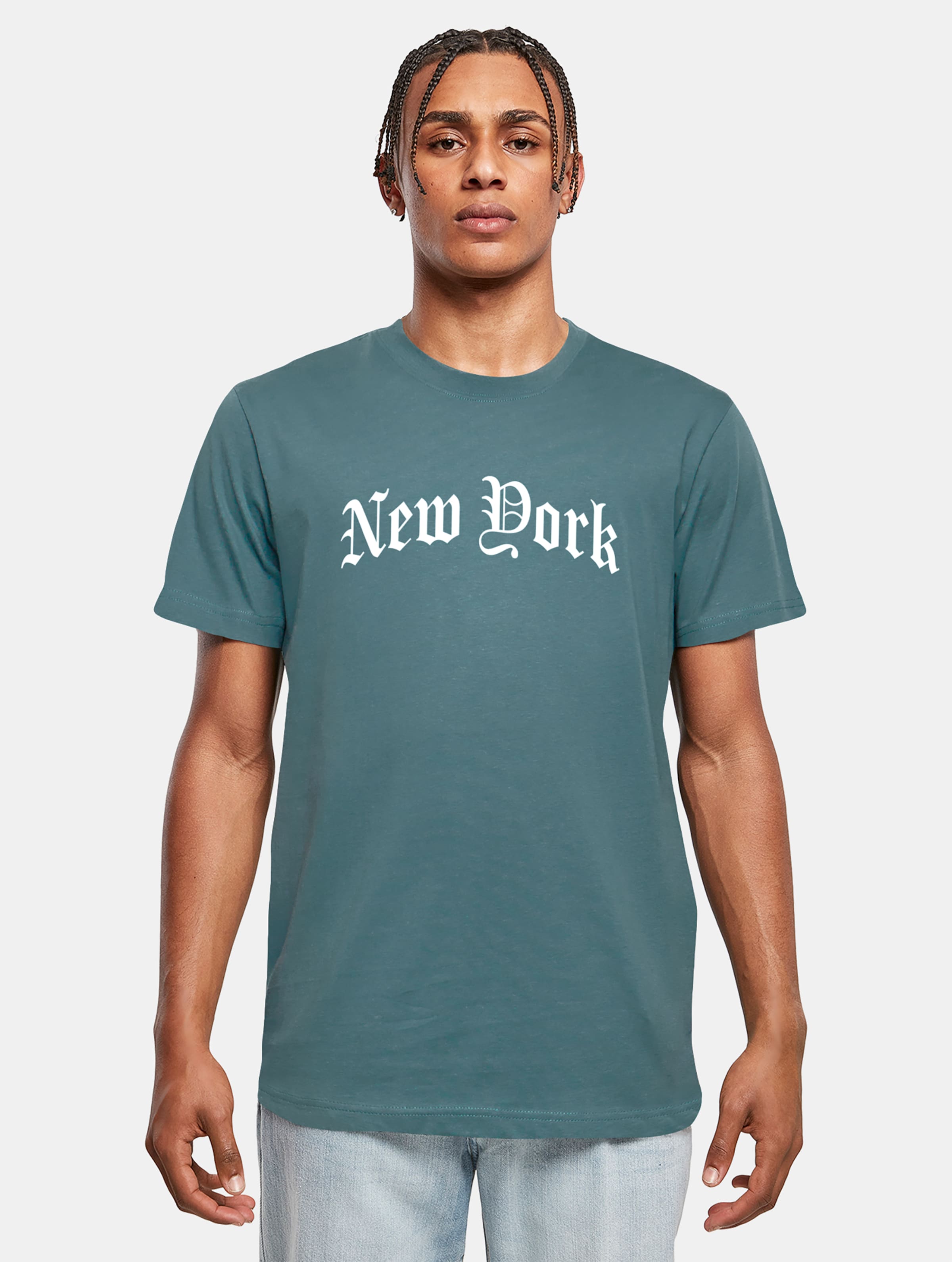 Mister Tee - New York Wording Heren T-shirt - L - Blauw