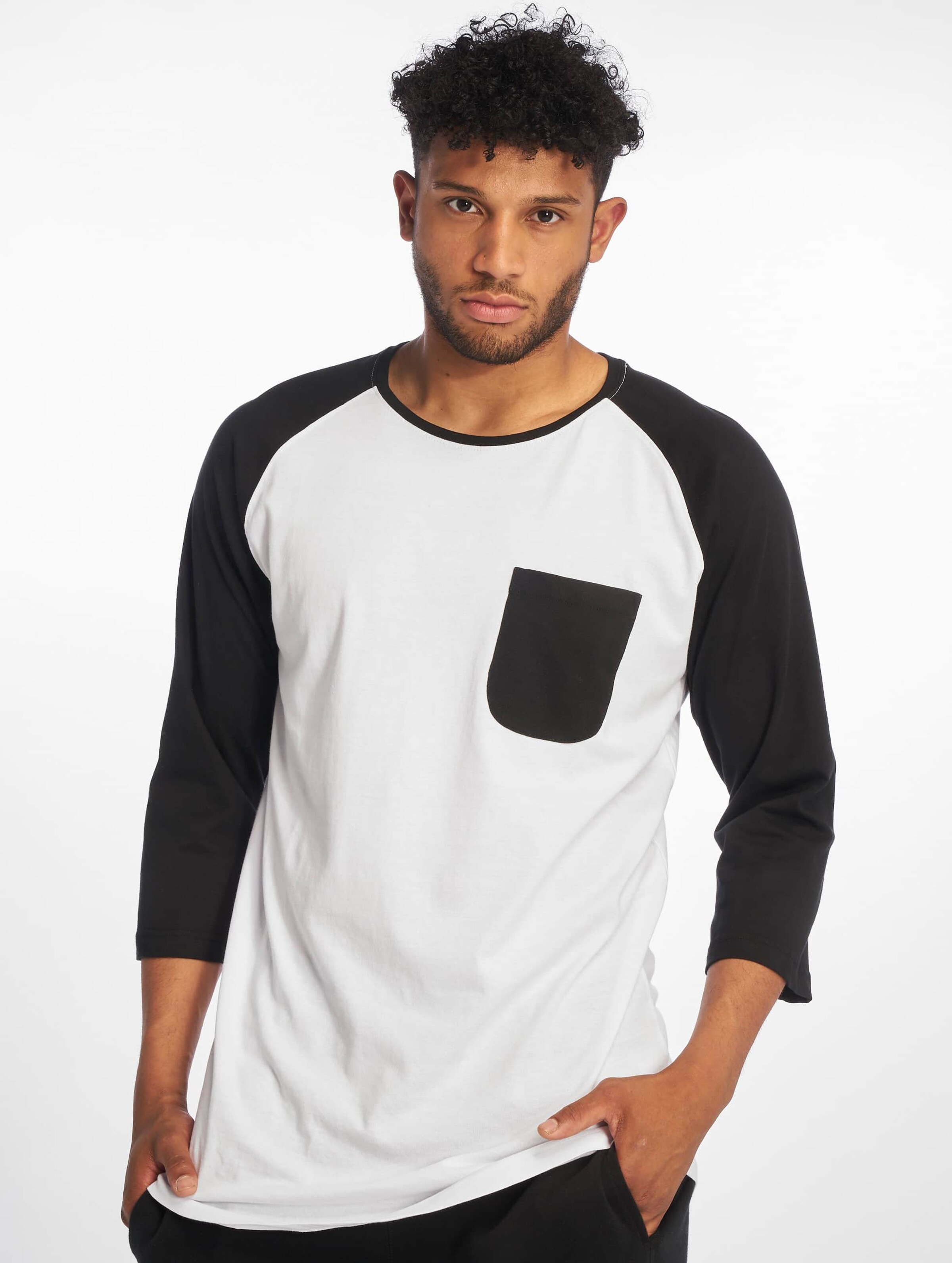 Urban Classics Long Raglan 3/4 Sleeve Pocket Tee Mannen op kleur wit, Maat S