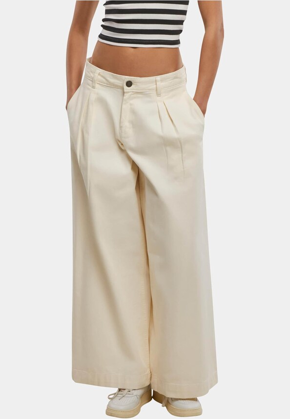 Ladies Wide Leg Light Denim Pants-0