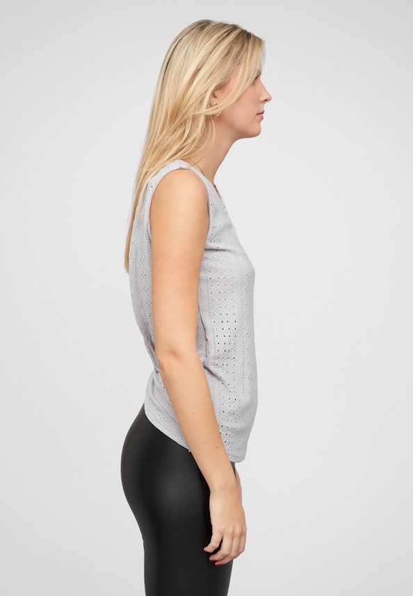 Top mit Lochmuster und hinten offen in Wickeloptik-3
