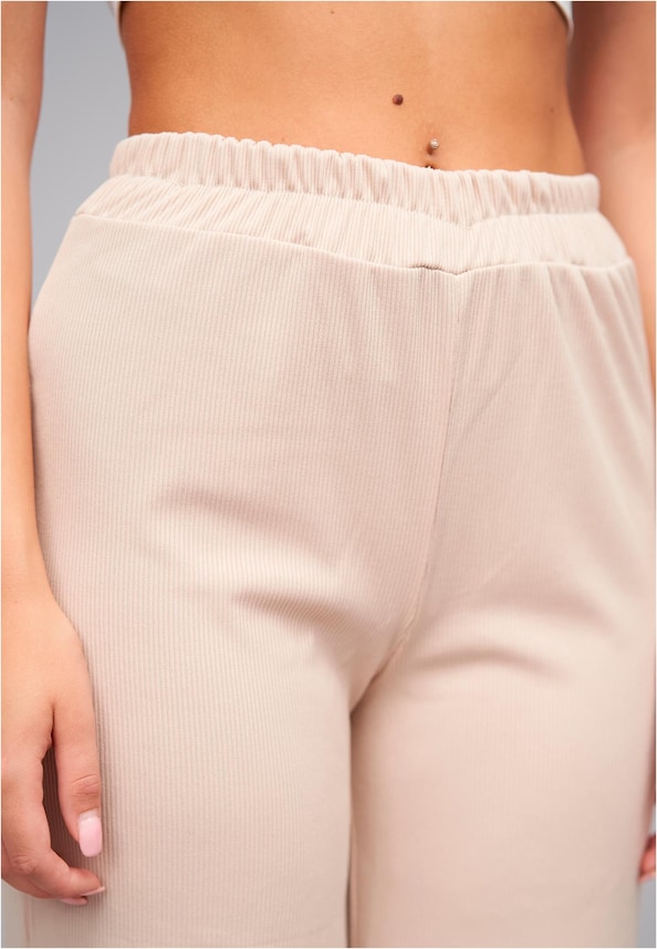 Sommer Hose mit weitem Beinschnitt und Ribbed Material-5
