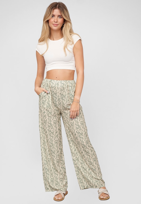Summer Pants with aop leaf print-4