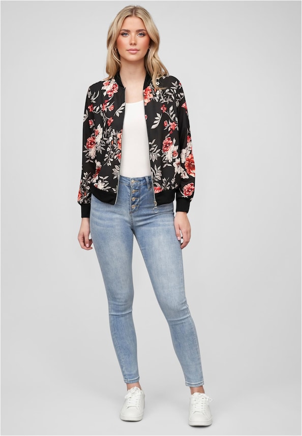 Cloud5ive Damen Blouson Bomberjacke mit Blumen Print-5