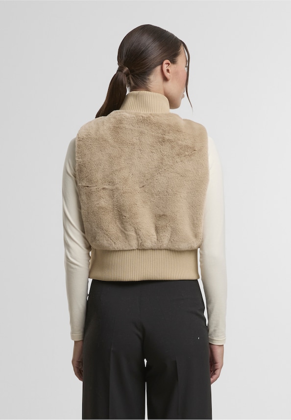 Ladies Cropped Faux Fur Vest-1